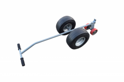 Two-wheeled transporter for ride-on power trowels